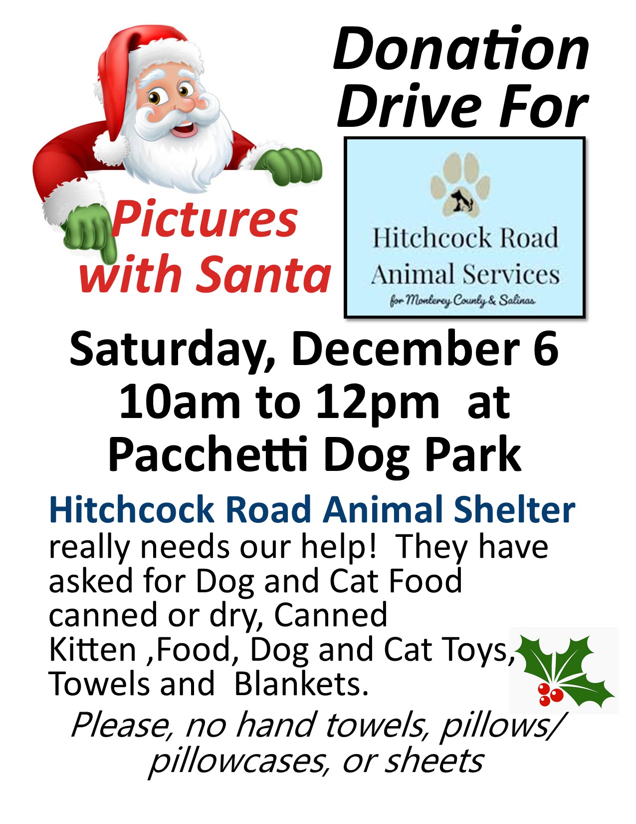 Donation Drive for Hitchcock Road Animal Services